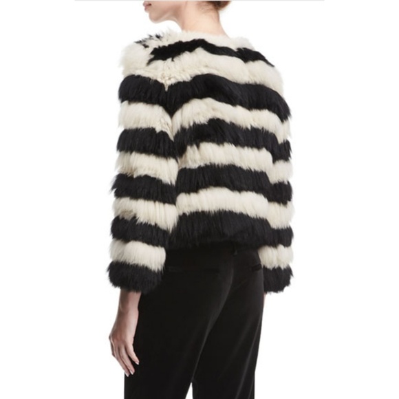 🖤NWT🖤Alice + Olivia Striped Fur Jacket - Picture 2 of 6